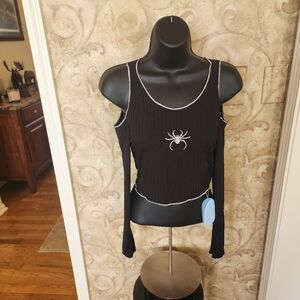 FF-Black Sleeveless Top with White Accents